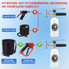Tool Daily dual-connector foam cannon maintains steady water flow during washing.