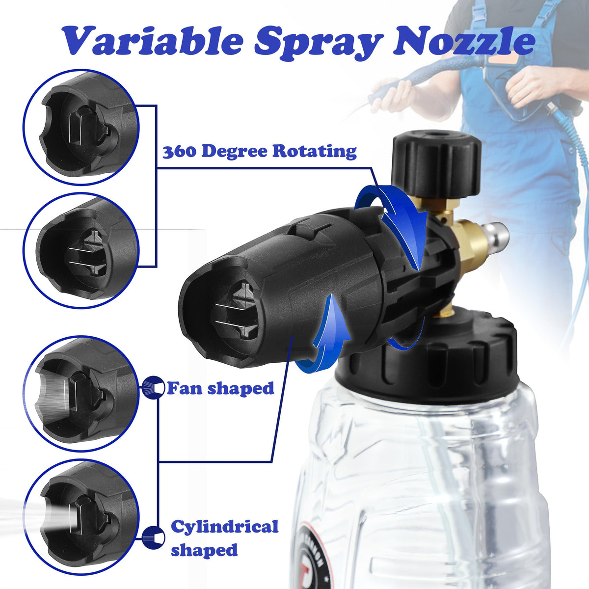 Tool Daily foam cannon large mouth container for easy filling and less spills.