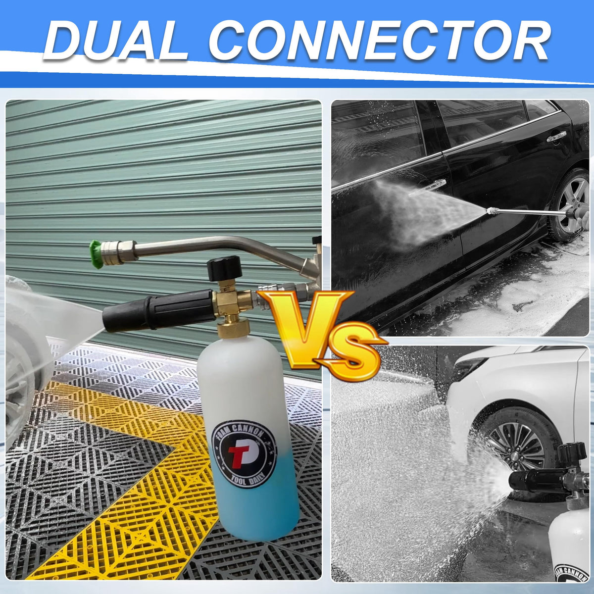 Tool Daily foam cannon two-way switch enables quick task changes on the job.