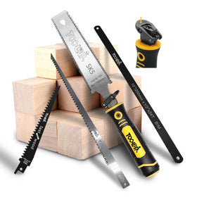 Toolan 5-in-1 hand saw with six-inch blade, versatile for wood and metal cuts.