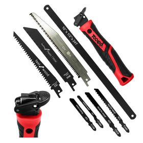 TOOLAN 8-in-1 hand saw with red ergonomic handle for comfortable grip