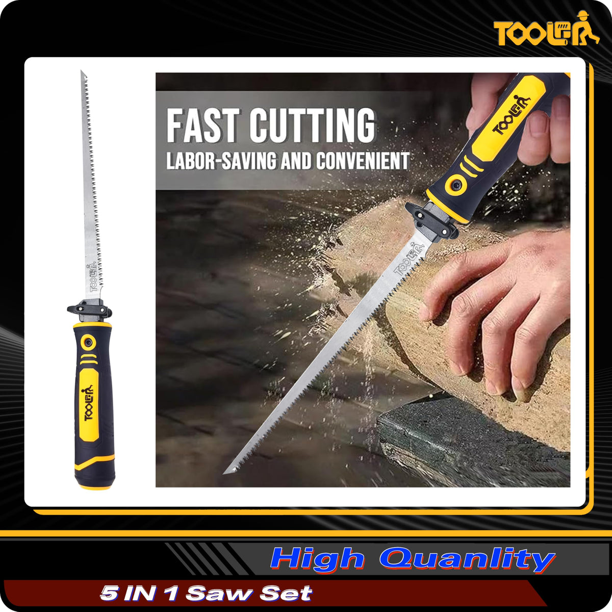 Toolan double-edged Japanese pull saw supports versatile cutting tasks.