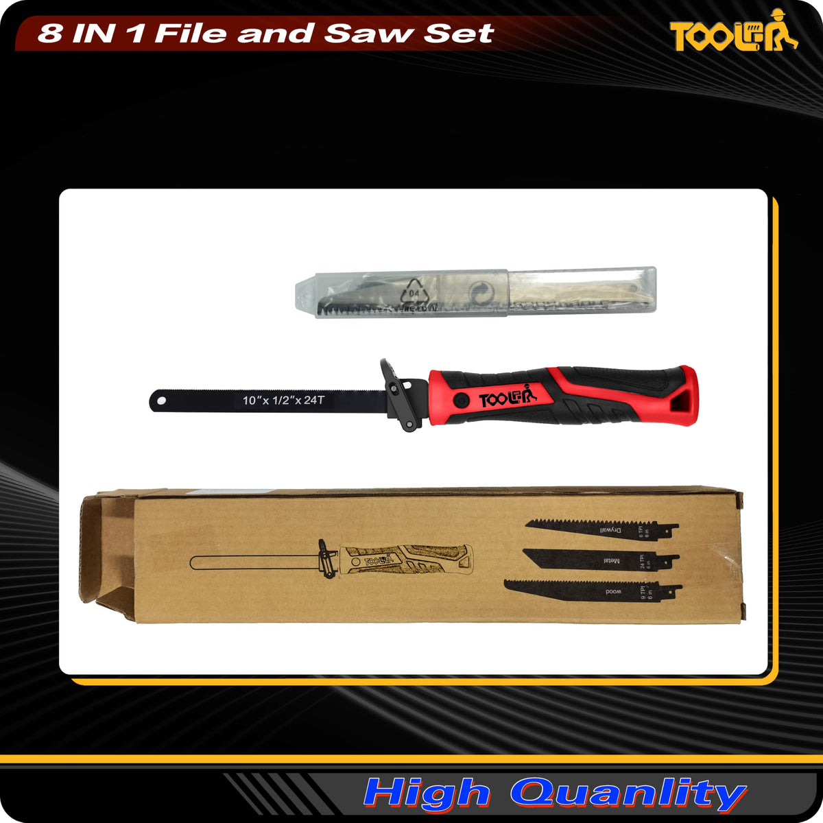 Red-handle TOOLAN saw in action for precise cuts