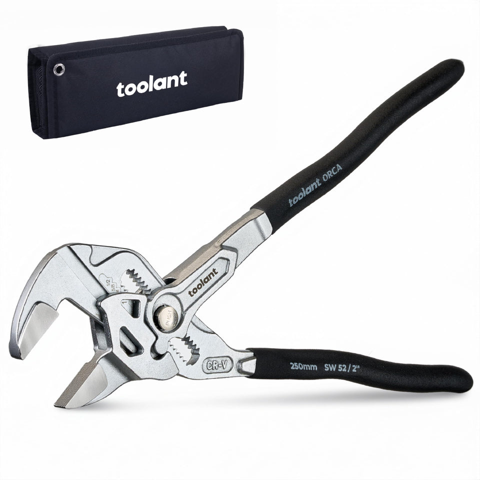 Toolant 10-inch chrome-plated pliers wrench for durable plumbing tasks.