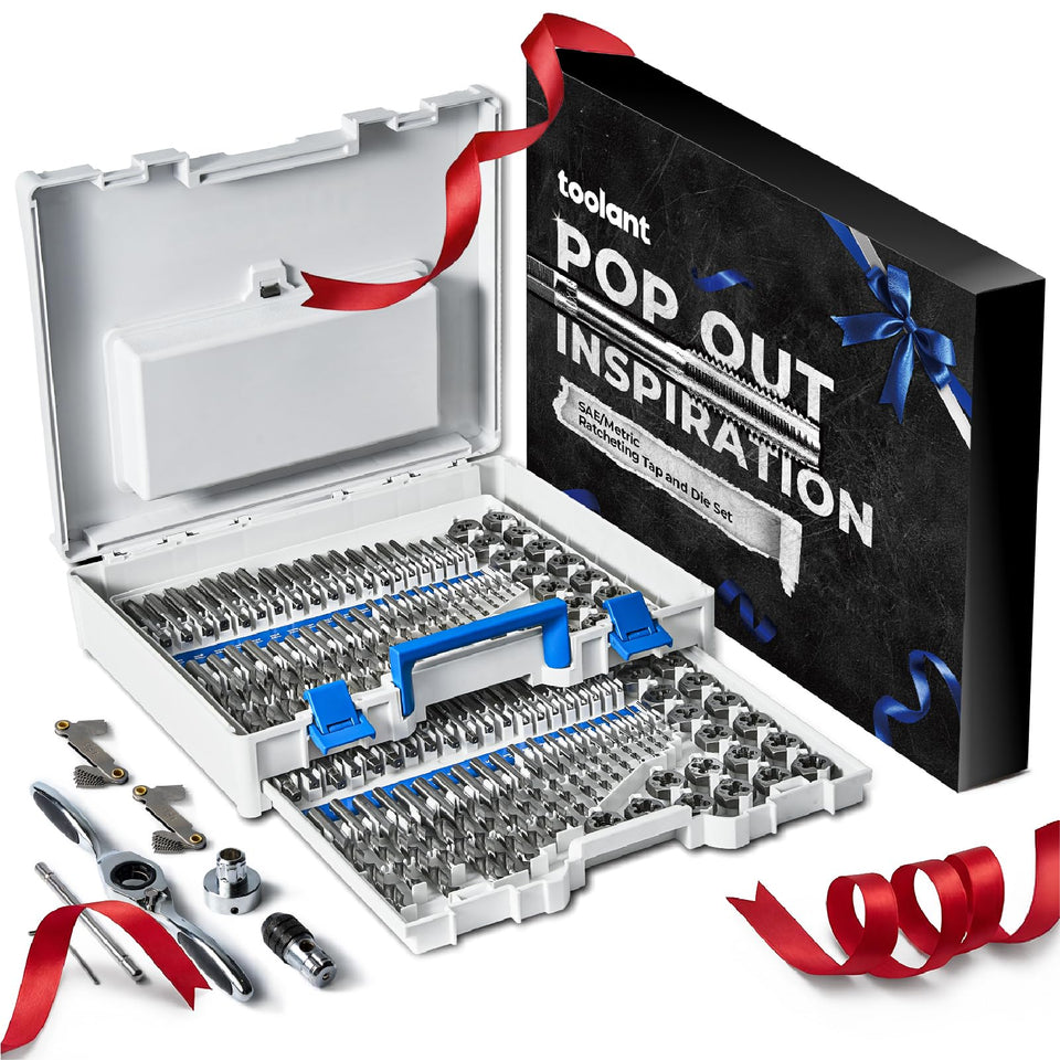 Toolant 127pcs SAE/Metric tap and die set for precise threading and versatility.