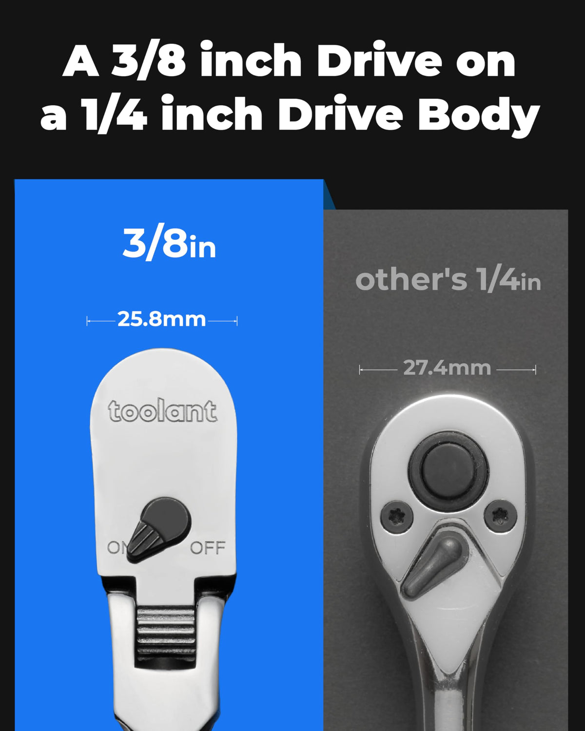 Toolant 180-degree dual-axis pivot keeps positioning in awkward spots.