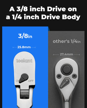 Toolant 180-degree dual-axis pivot keeps positioning in awkward spots.