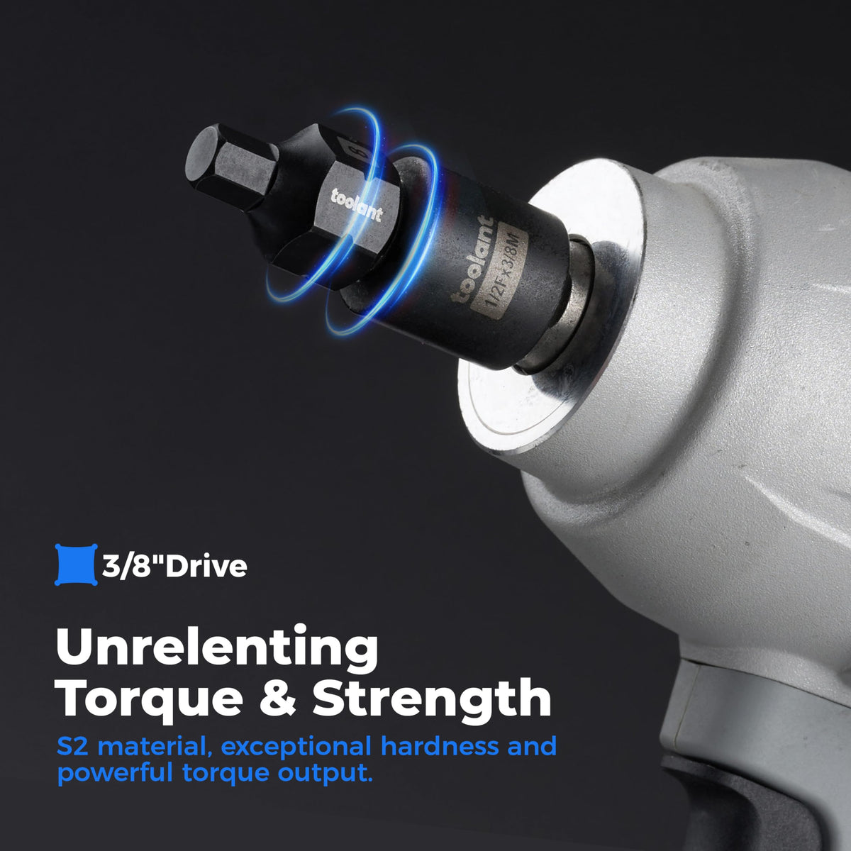 Toolant anti-roll design with six-flat-sides keeps sockets steady.