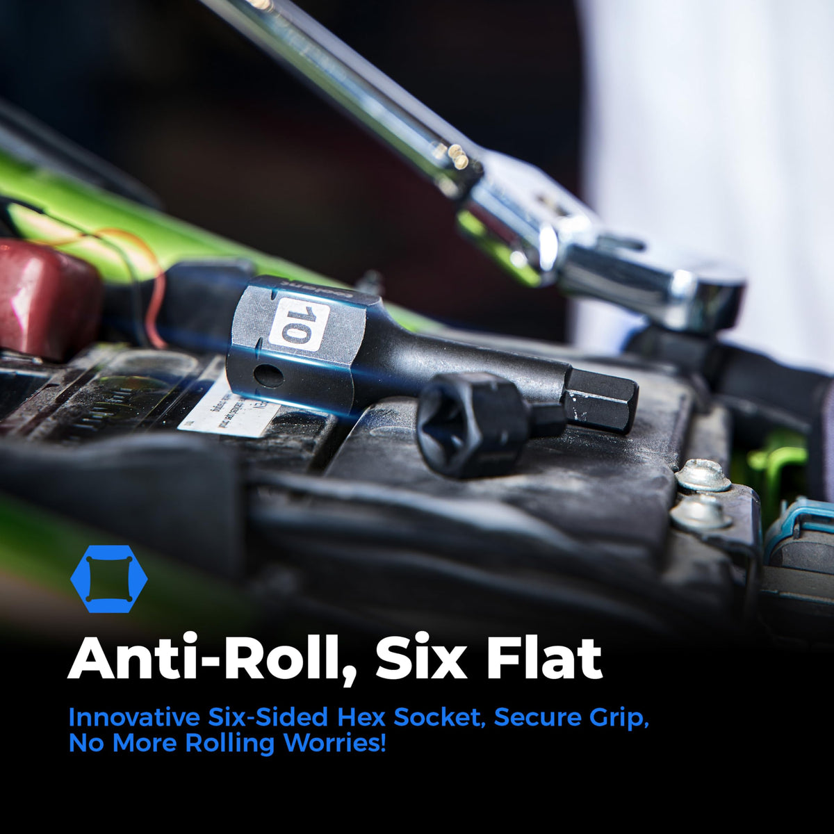 Toolant 3/8-drive socket set with laser-etched sizes for quick identification.
