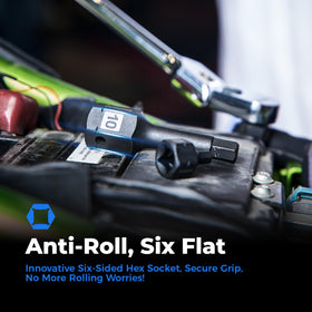 Toolant 3/8-drive socket set with laser-etched sizes for quick identification.