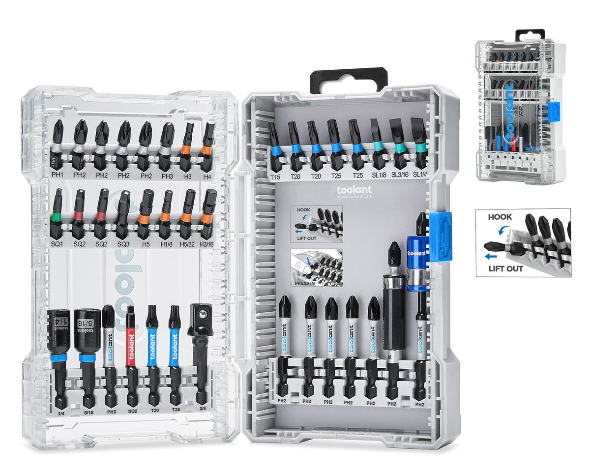 Toolant 40-piece bit set with magnetic tips for secure, quick bit changes.