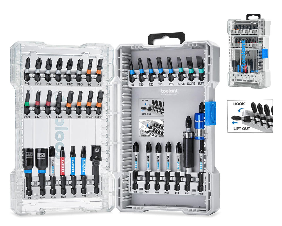 Toolant 40-piece bit set with magnetic tips for secure, quick bit changes.