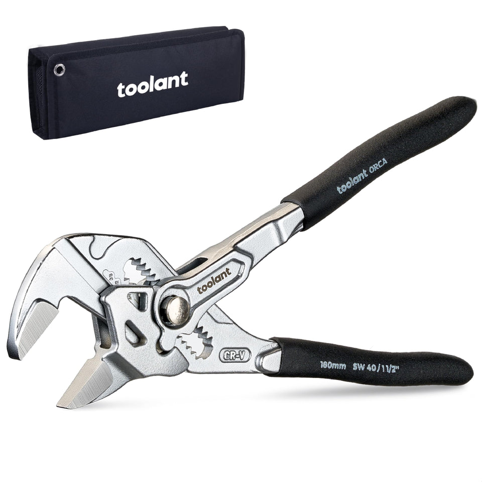Toolant 7-Inch chrome plated pliers wrench close-up shows corrosion resistant finish