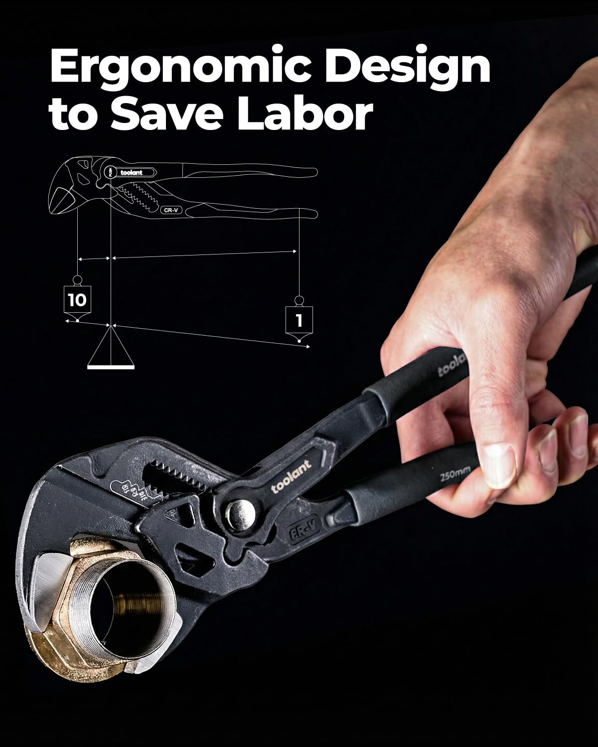 Toolant 40mm jaw capacity handles larger nuts and pipes
