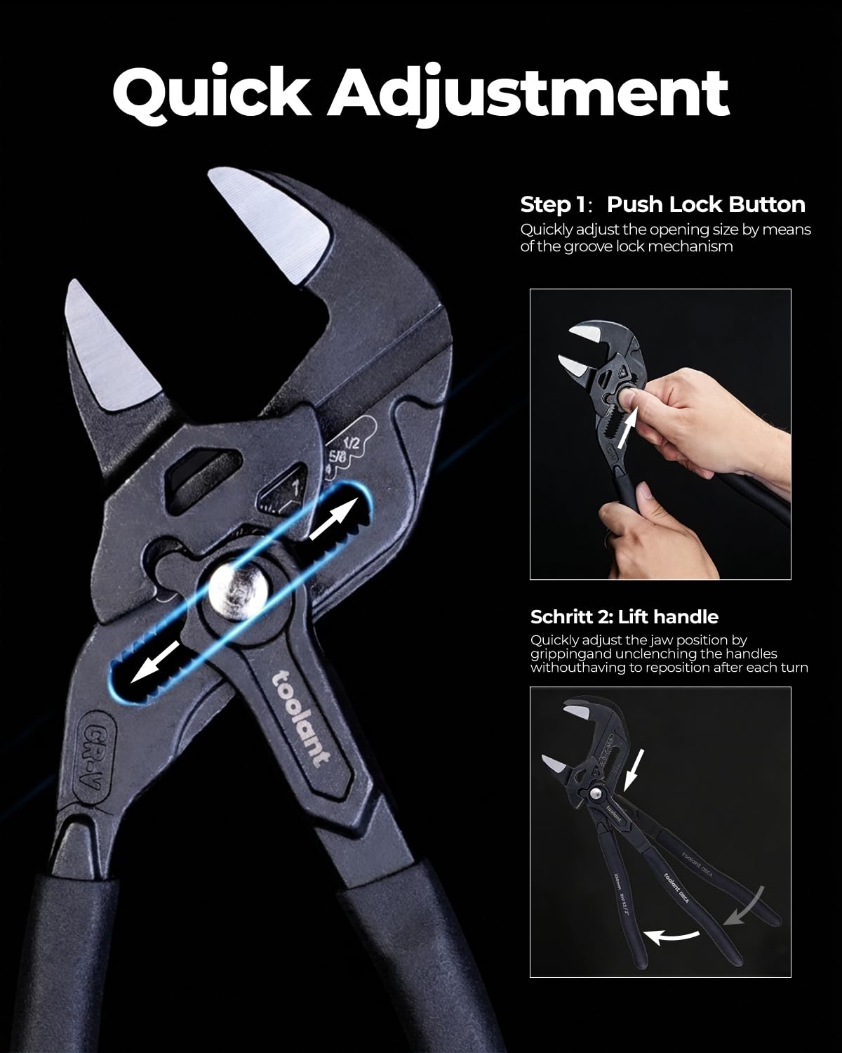 Toolant black finish provides corrosion resistance and a sleek look