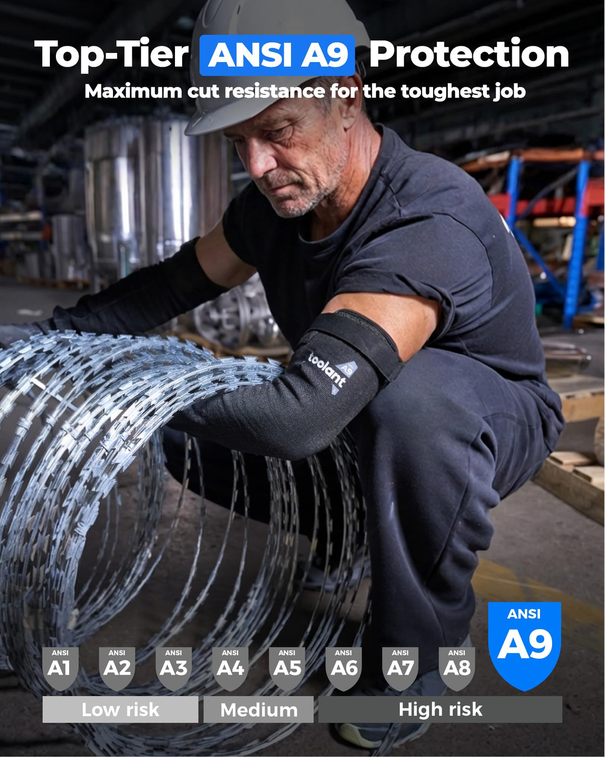 Toolant arm sleeve secure-fit cuff demonstrates snug, slip-free wear for all-day tasks.