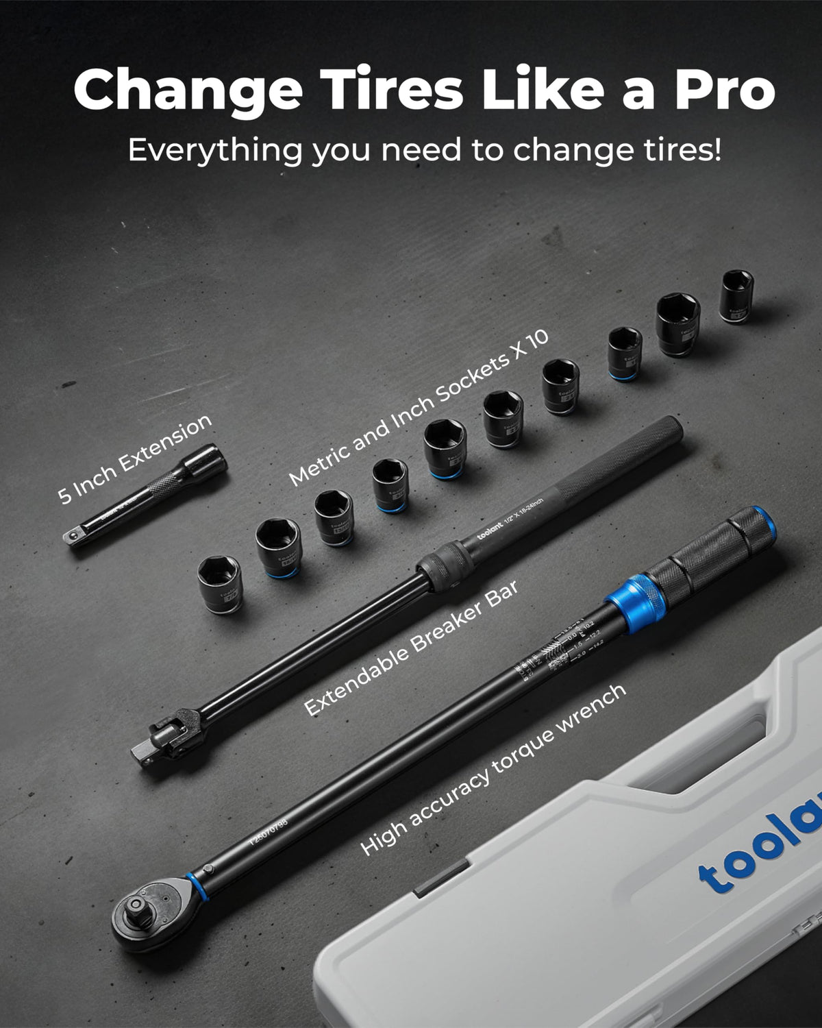 Toolant breaker bar extended to reach tight spaces for stubborn bolts