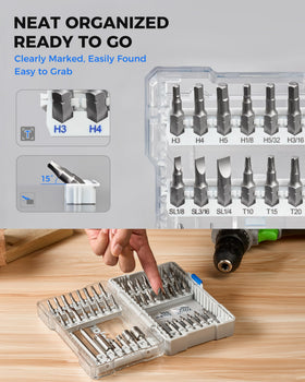 Toolant color coded rings on bits enabling fast size identification.