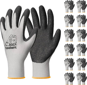 Toolant crinkle latex coated gloves bulk gray large for durable job-site use.
