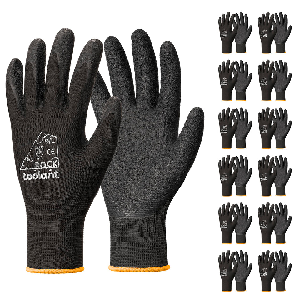 Toolant crinkle latex coated gloves offer superior grip and durability.