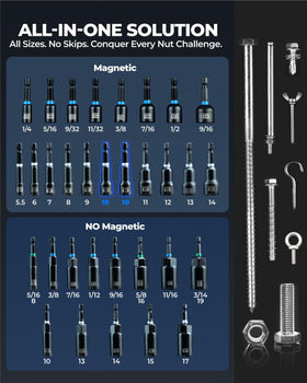 Toolant deep nut driver set from 1/4 to 3/4 inch handles tough fasteners.