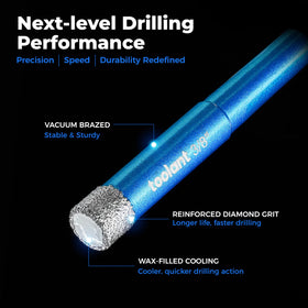 Toolant fast cutting performance for quicker tile and glass drilling.