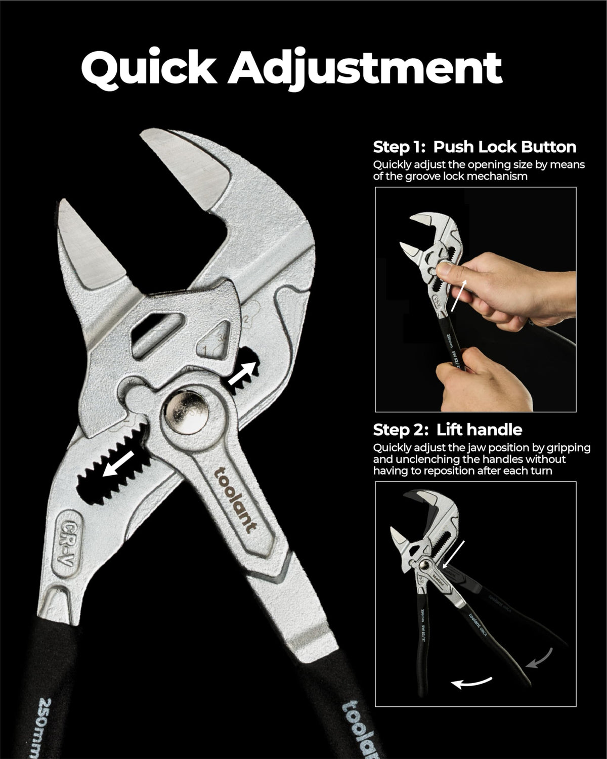 Toolant wrench with ergonomic comfort grip reduces hand fatigue.