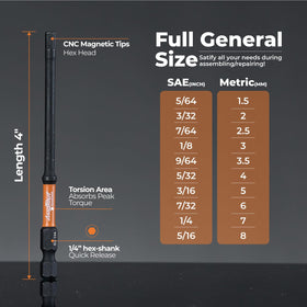 Extended 4-inch length improves reach in tight spaces