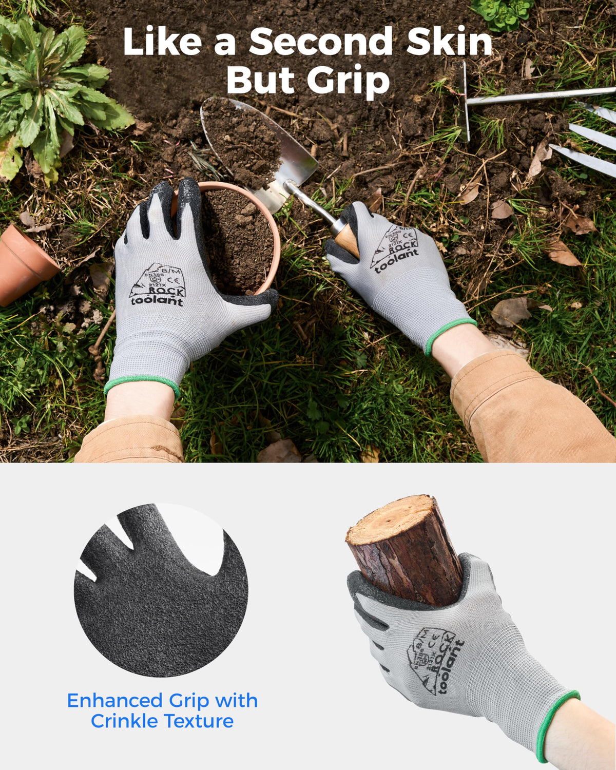 Toolant gardening and construction gloves with durable coating for tough tasks.