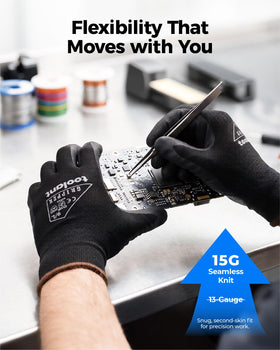 Toolant touchscreen-compatible gloves allow device use without removing protection.