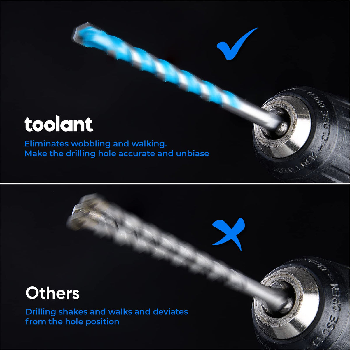 Toolant hammer drill compatible bits for precise, clean holes