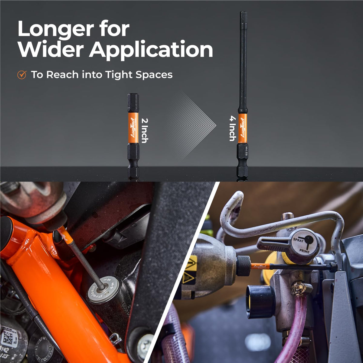 Metric and SAE hex bits close-up showing versatile kit