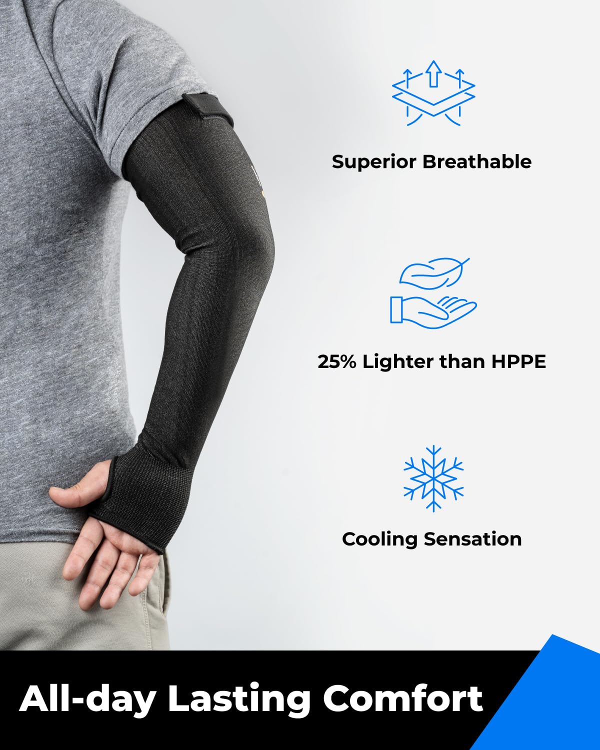 Toolant Metal Q cut-resistant sleeves worn on model during gardening task.