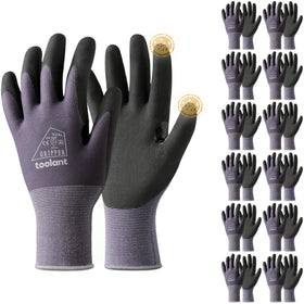 Toolant microfoam nitrile gloves with breathable nylon liner for all-day comfort.