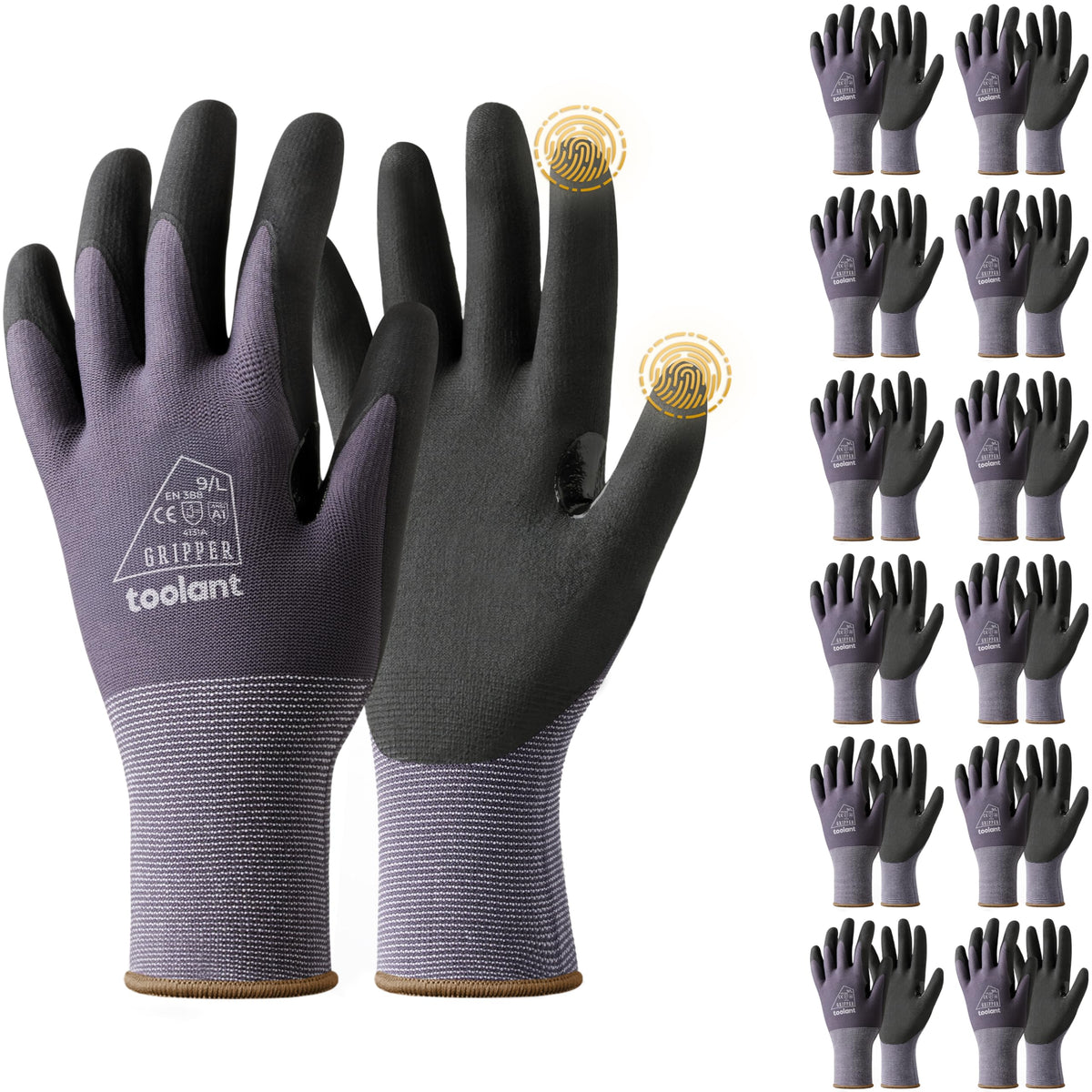 Toolant MicroFoam Nitrile gloves provide excellent grip in wet or oily conditions.