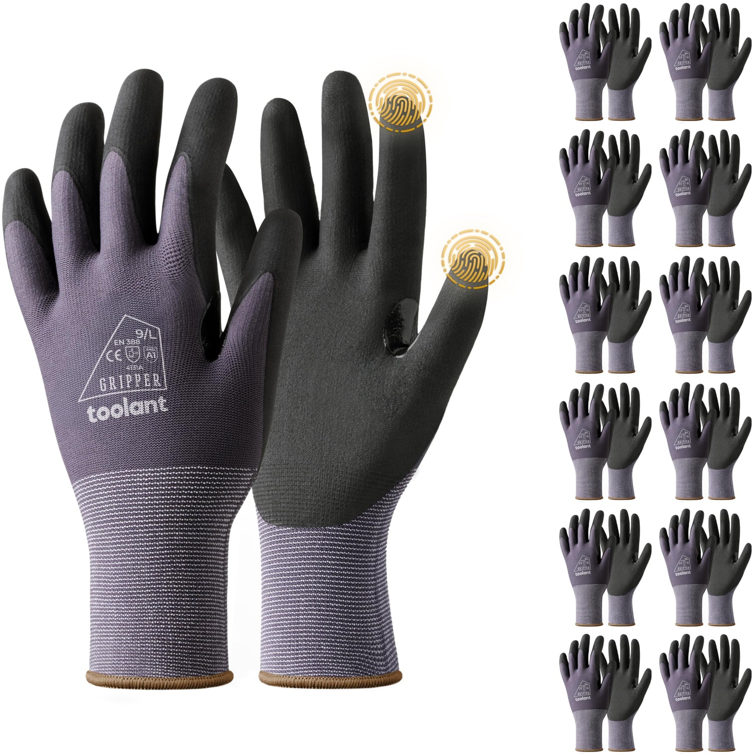 Toolant MicroFoam Nitrile gloves provide excellent grip in wet or oily conditions.