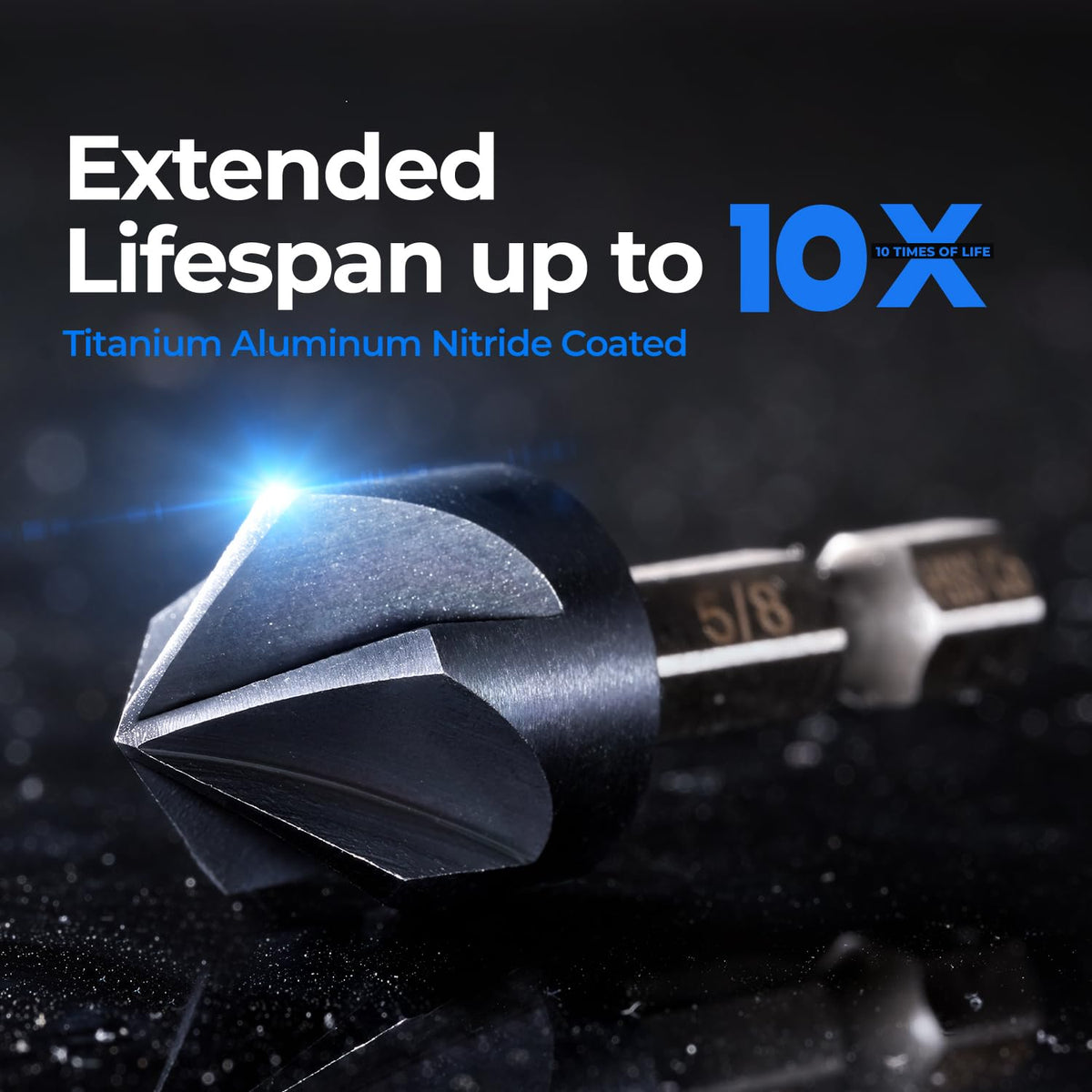 Toolant Noir-Ti coating close-up showing TiAlN hardness and heat resistance.