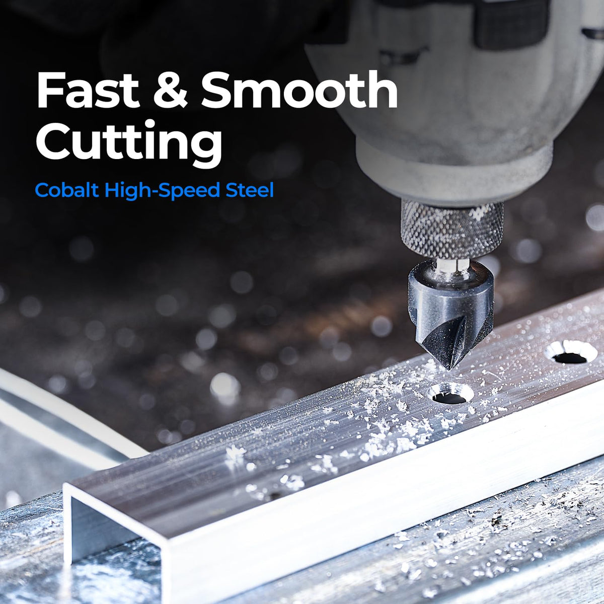 Toolant Noir-Ti countersink with quick-change hex shank in action.