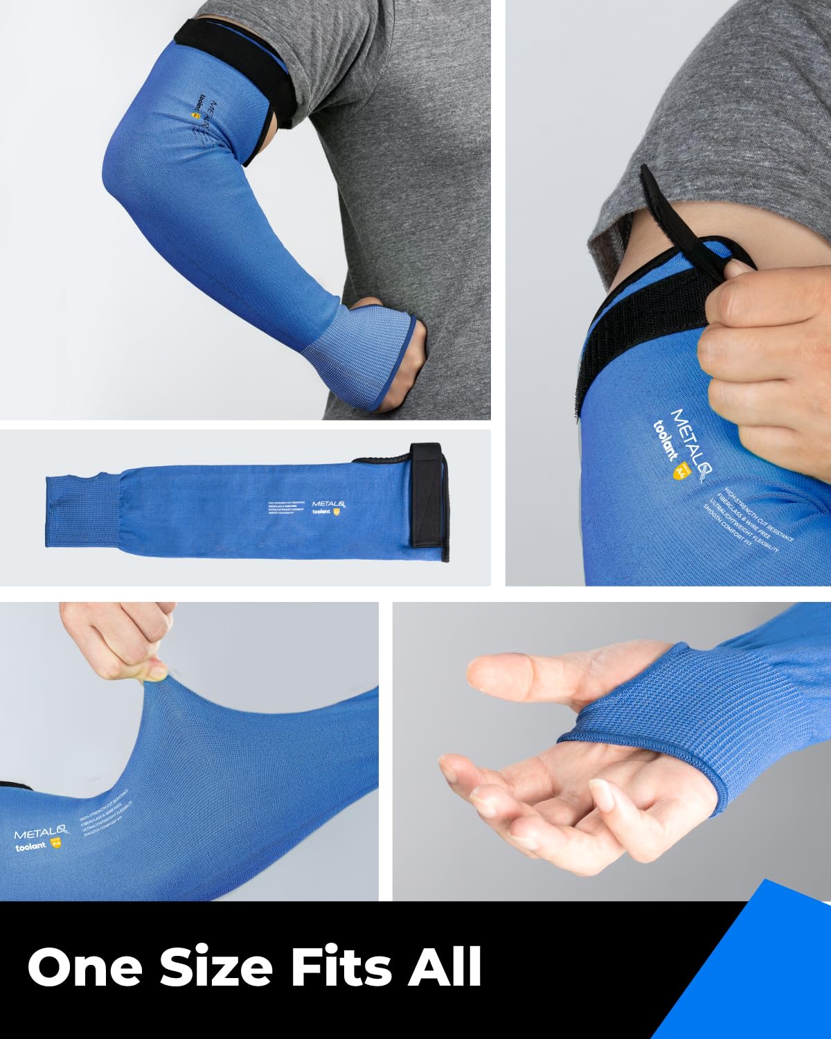 Toolant pet grooming arm guards in blue for skin-friendly protection