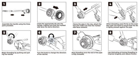 Toolant Ratchet Pipe Threader Kit in-use with copper pipe