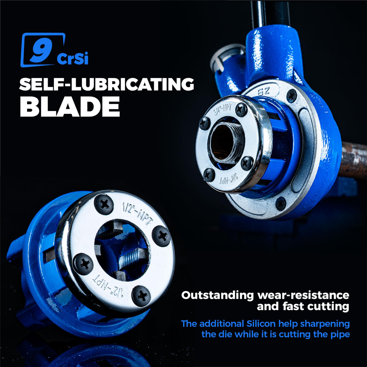 Toolant Ratchet Pipe Threader Kit handle provides superior grip and torque