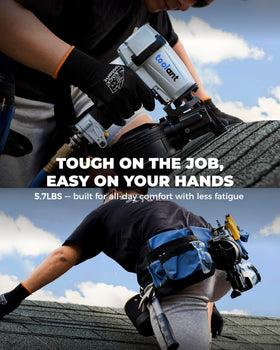 Toolant roofing nailer weighs 5.7 pounds for easy handling.