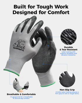 Toolant rubber coated gloves provide reliable protection for construction tasks.