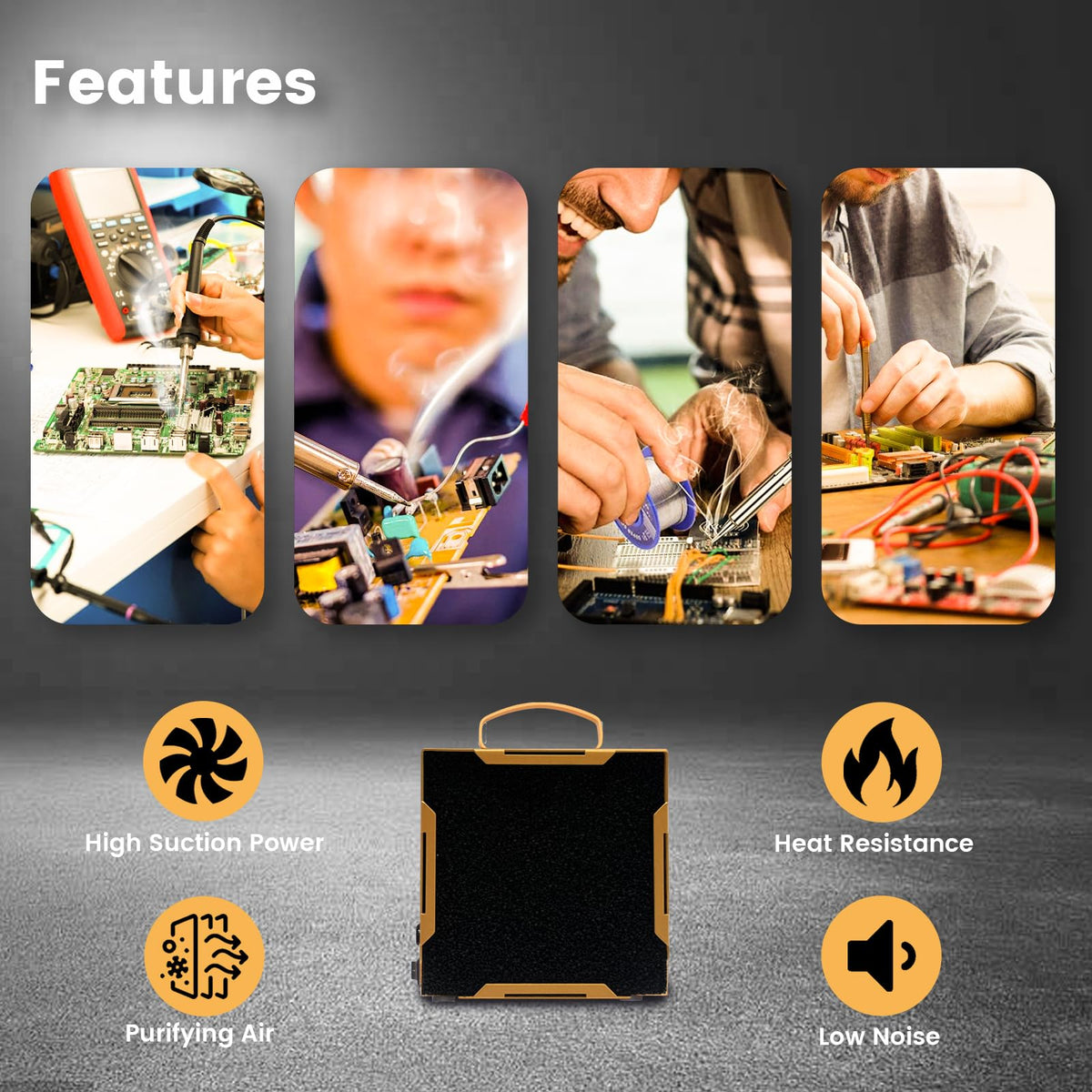 ToolBud clean-air solution supports safer soldering with less lingering odor.