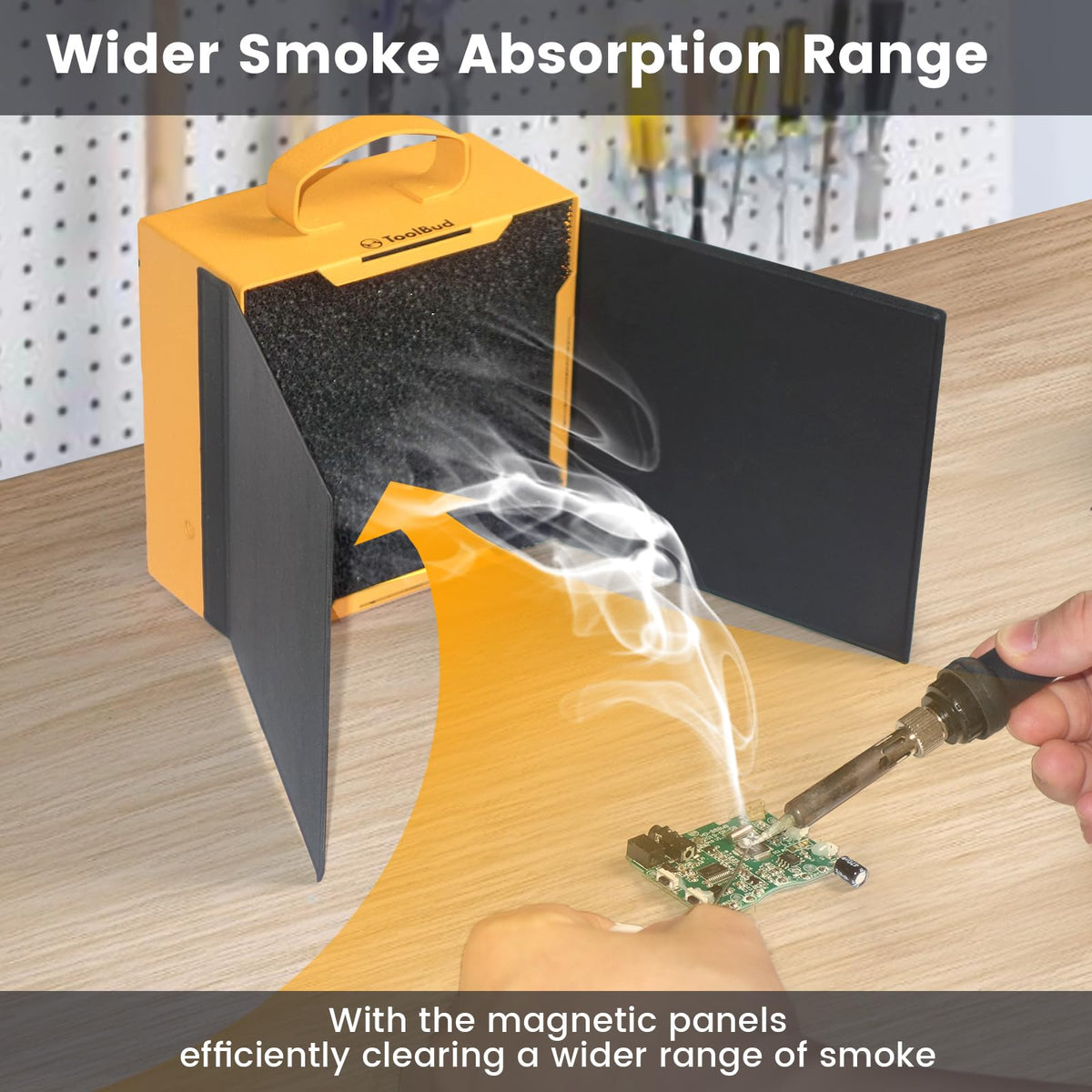 ToolBud detachable-filter system makes cleaning and filter replacement quick.