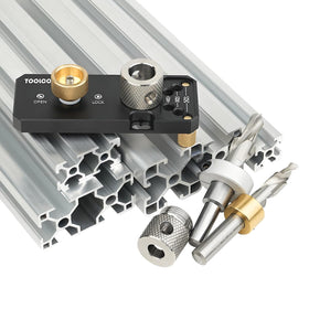 Toolcool aluminum profile drill guide top view shows precise alignment for holes