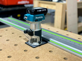 ToolCurve adapter enables straight cuts and dados with Makita trim router