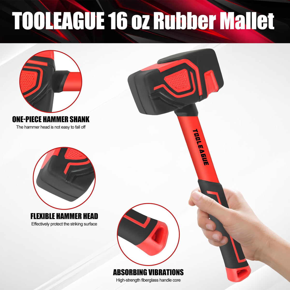 TOOLEAGUE 35mm double-faced soft mallet head close-up for gentle tapping