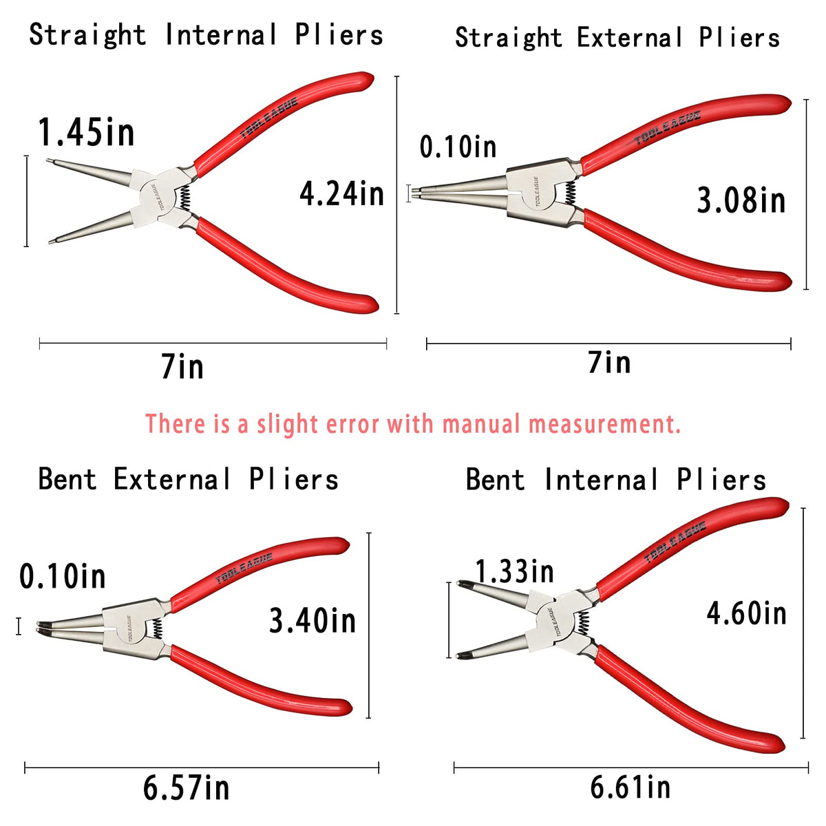 TOOLEAGUE 7-inch bent internal plier for tight-space access