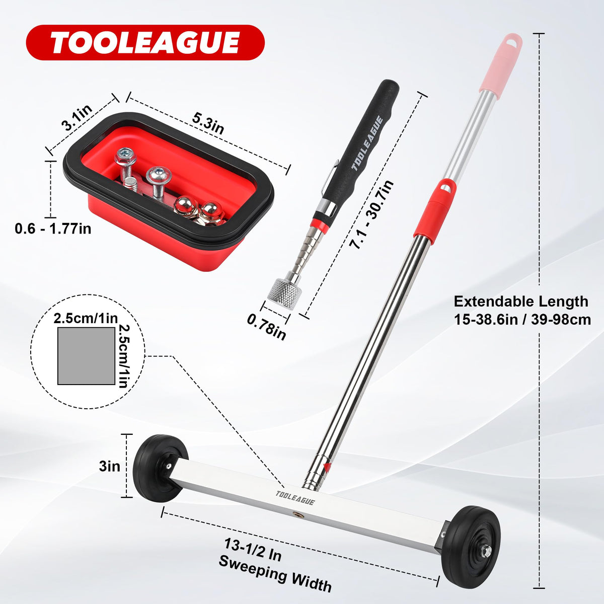 TOOLEAGUE collapsible tray extended for easy parts organization during work